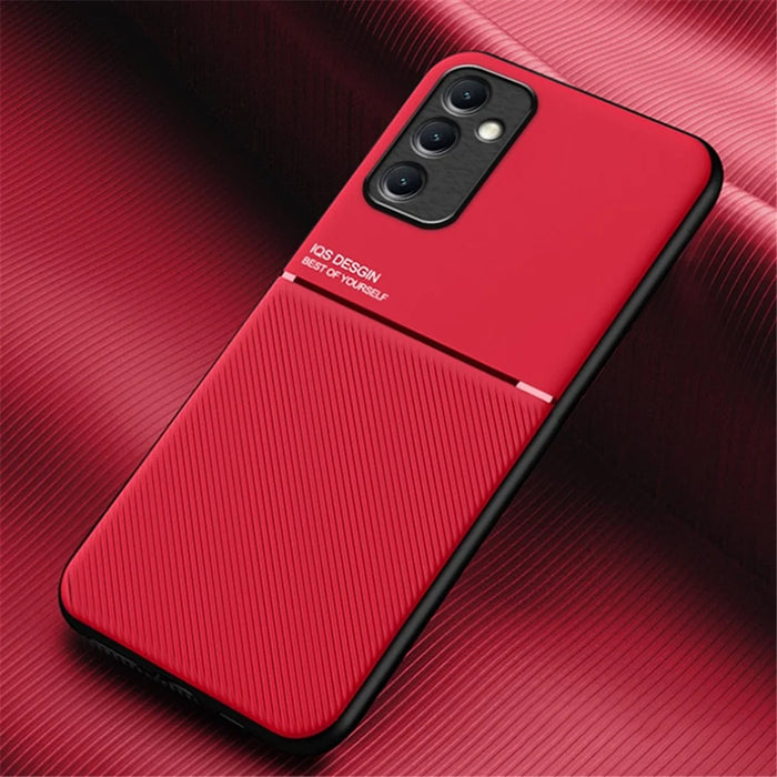 Shockproof Shell for Samsung Galaxy A54 5G Phone Case Lines Imprinted PU Leather TPU Cover - Red - 2