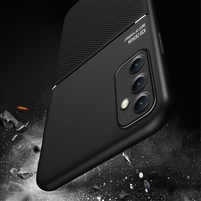 Shockproof Shell for Samsung Galaxy A54 5G Phone Case Lines Imprinted PU Leather TPU Cover - Red - 3
