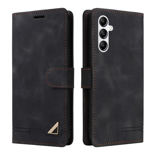 007 Series For Samsung Galaxy A14 5G / A14 4G Skin-touch Leather Wallet Phone Case Flip Stand Anti-drop Cover - Black - 1
