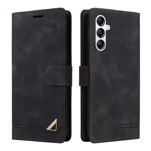 007 Series For Samsung Galaxy A14 5G / A14 4G Skin-touch Leather Wallet Phone Case Flip Stand Anti-drop Cover - Black - 1