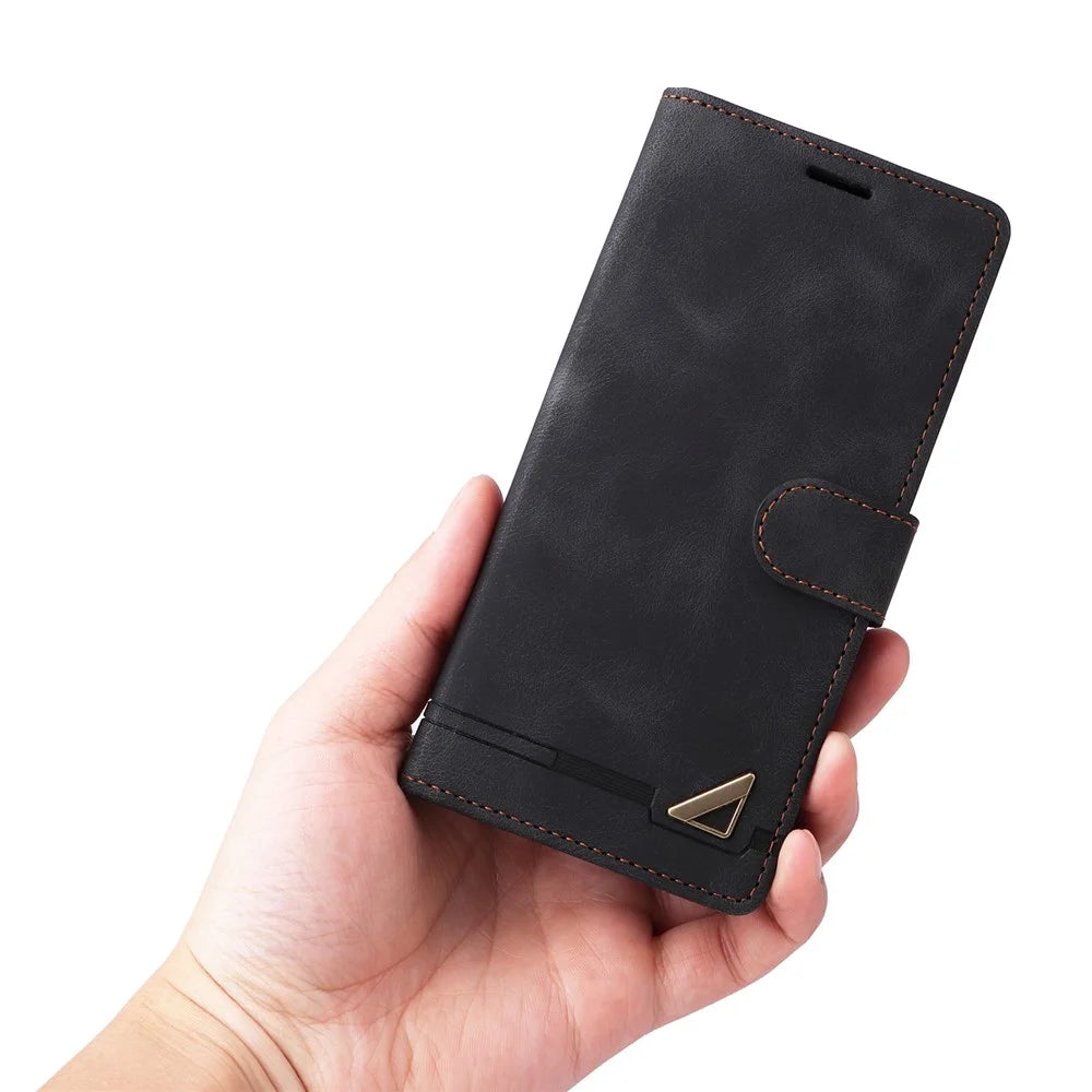 007 Series For Samsung Galaxy A14 5G / A14 4G Skin-touch Leather Wallet Phone Case Flip Stand Anti-drop Cover - Black - 6