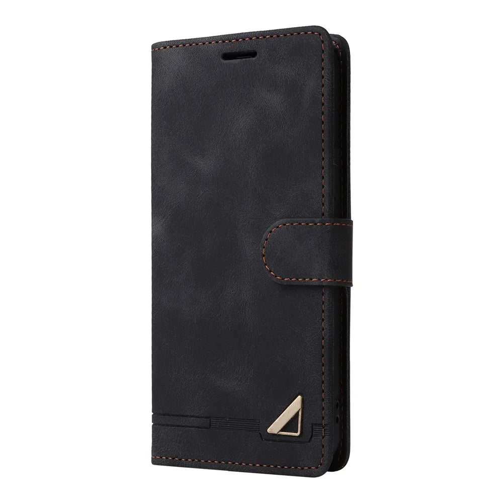 007 Series For Samsung Galaxy A14 5G / A14 4G Skin-touch Leather Wallet Phone Case Flip Stand Anti-drop Cover - Black - 7