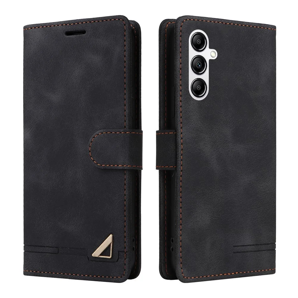 007 Series For Samsung Galaxy A54 5G Leather Wallet Cover Skin-touch Flip Stand Phone Case - Black - 1