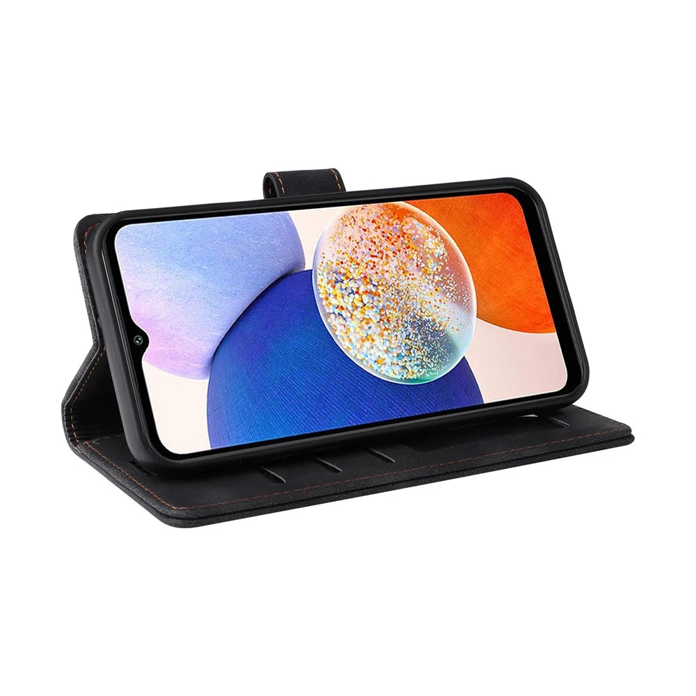 007 Series For Samsung Galaxy A54 5G Leather Wallet Cover Skin-touch Flip Stand Phone Case - Black - 3