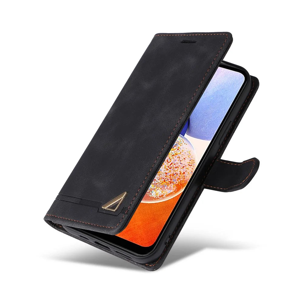 007 Series For Samsung Galaxy A54 5G Leather Wallet Cover Skin-touch Flip Stand Phone Case - Black - 5