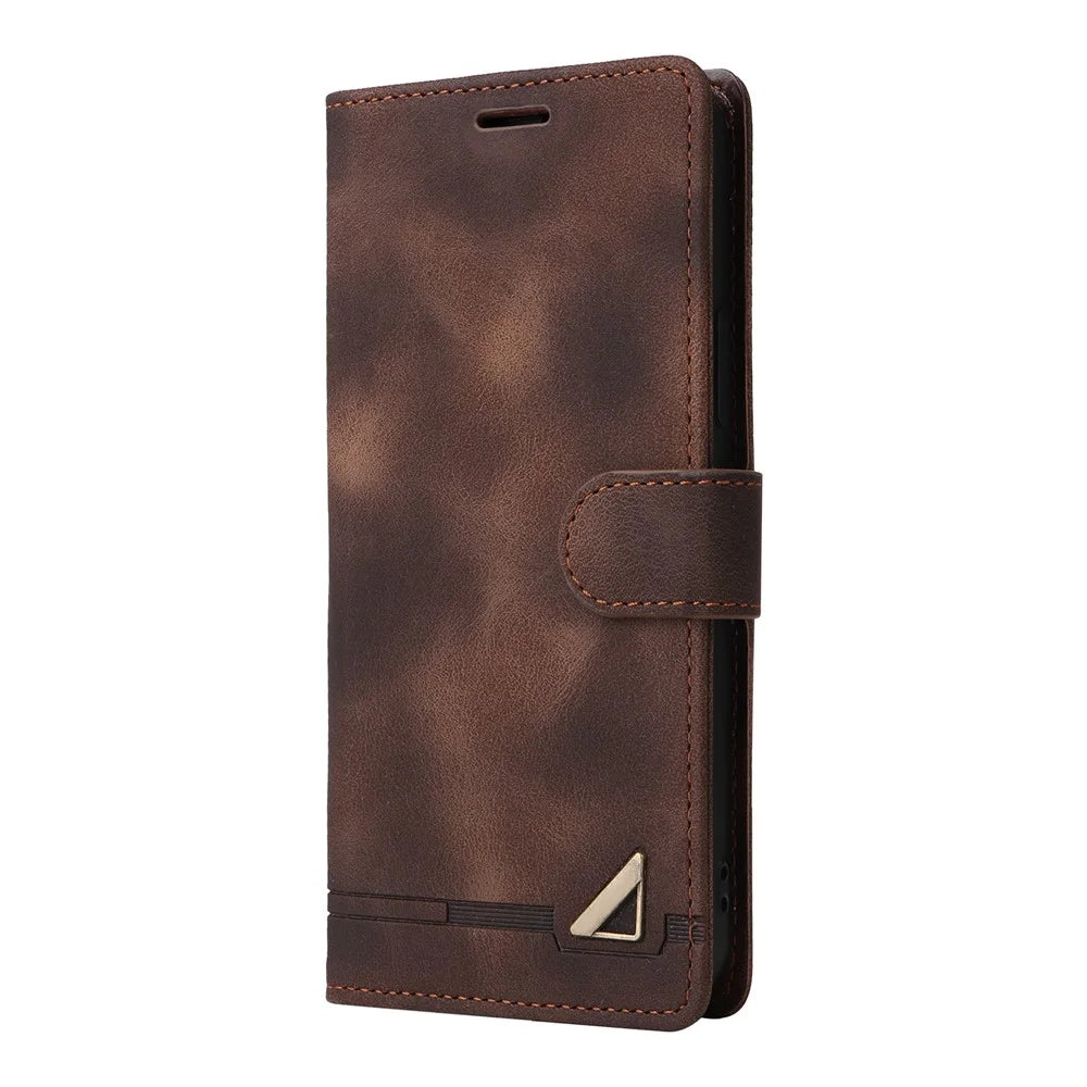 007 Series For iPhone 13 6.1 inch Leather Skin-touch Protective Cover Phone Stand Wallet Case - Brown - 7