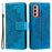 For Samsung Galaxy M14 5G Wallet Stand Flip Cover Mandala Flower Pattern Leather Phone Case - Blue - 1