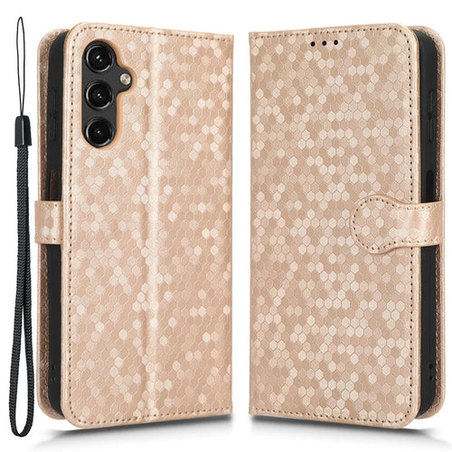 PU Leather Cover for Samsung Galaxy A24 4G (162.1 x 77.6 x 8.3mm) Wallet Phone Case Dot Pattern Imprinted Smartphone Cover - Rose Gold - 1