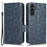 For Samsung Galaxy A24 4G (162.1 x 77.6 x 8.3mm) Leather Phone Case Imprinted Triangle Anti-Fall Wallet Phone Cover - Blue - 1