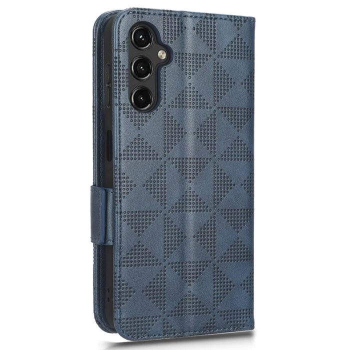For Samsung Galaxy A24 4G (162.1 x 77.6 x 8.3mm) Leather Phone Case Imprinted Triangle Anti-Fall Wallet Phone Cover - Blue - 7