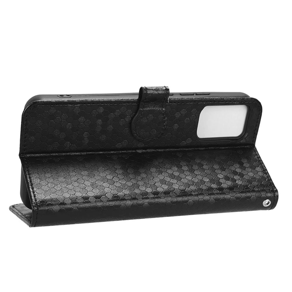 Phone Leather Case for TCL 403 Dot Pattern Imprinted Stand Wallet Smartphone Cover - Black - 3