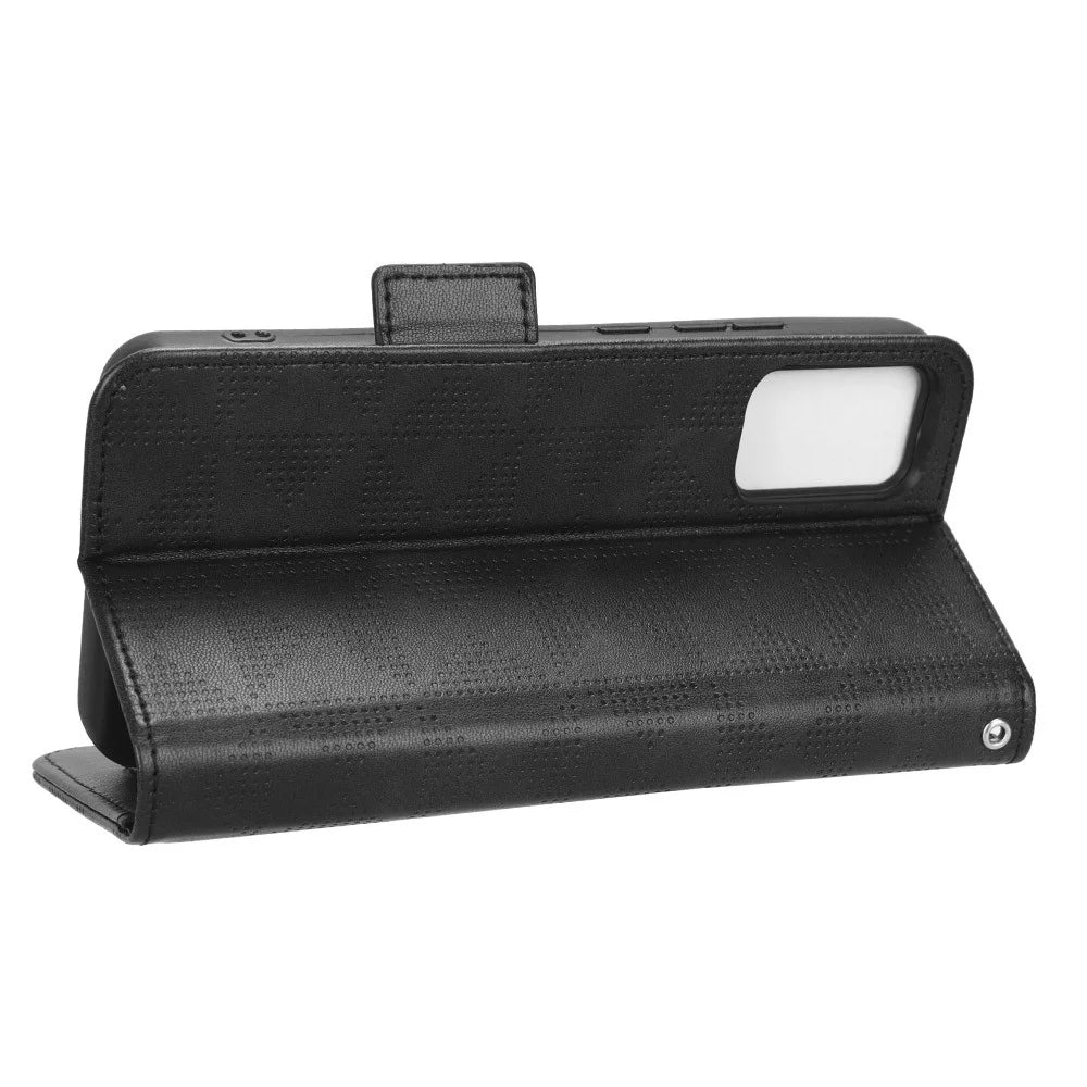 For TCL 403 Leather Stand Wallet Phone Case Imprinted Triangle Cellphone Cover - Black - 3