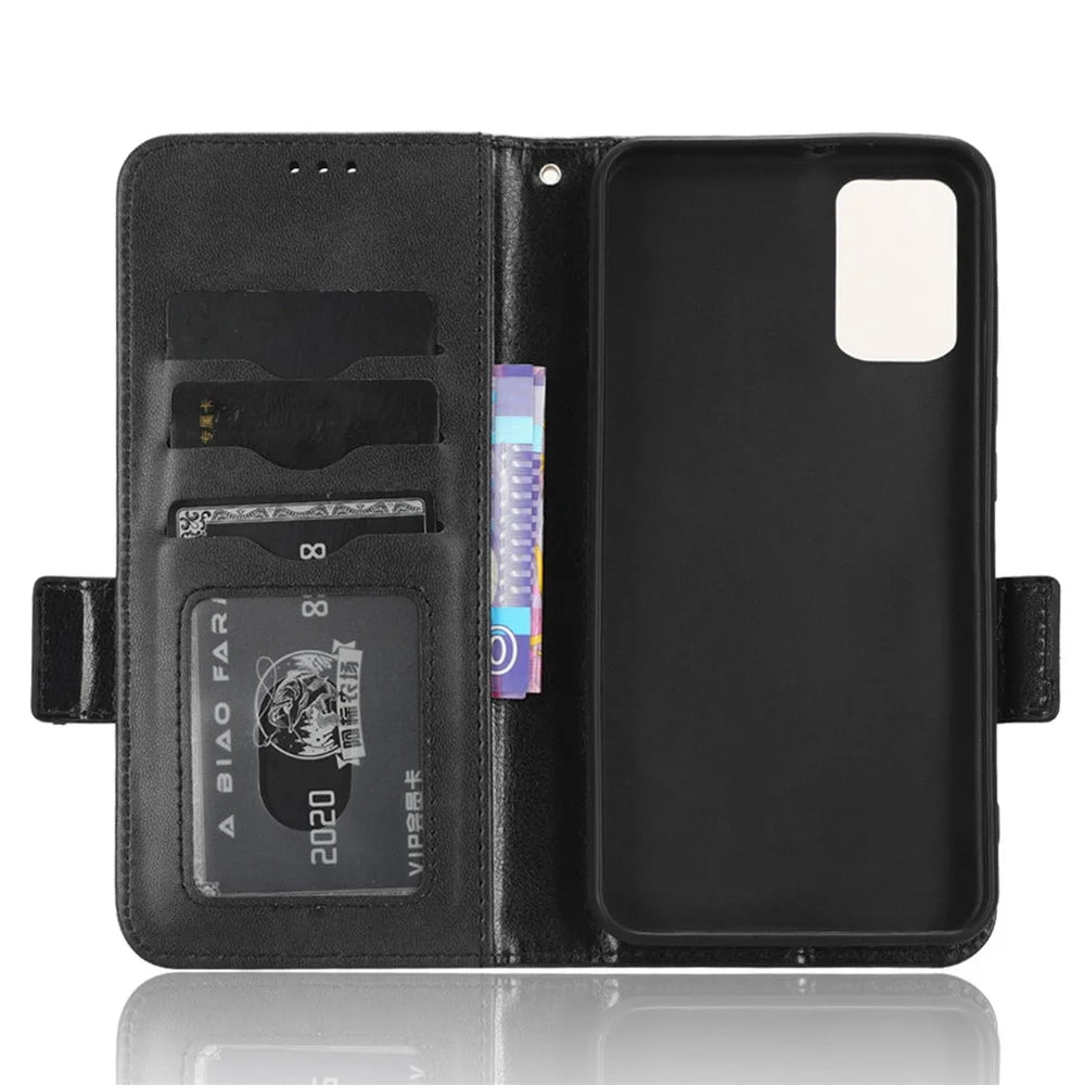For TCL 403 Leather Stand Wallet Phone Case Imprinted Triangle Cellphone Cover - Black - 4