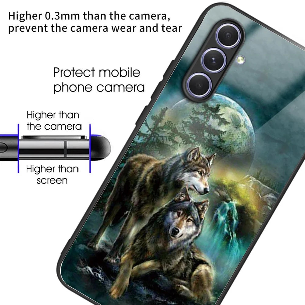 For Samsung Galaxy A54 5G Drop Proof Tempered Glass+TPU Back Case Pattern Printing Phone Cover - Style C - 2