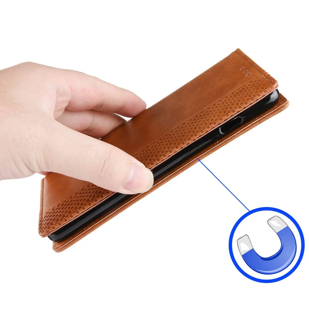 For itel P40 Retro Phone Cover Magnetic PU Leather Stand Cell Phone Wallet Case - Brown - 5
