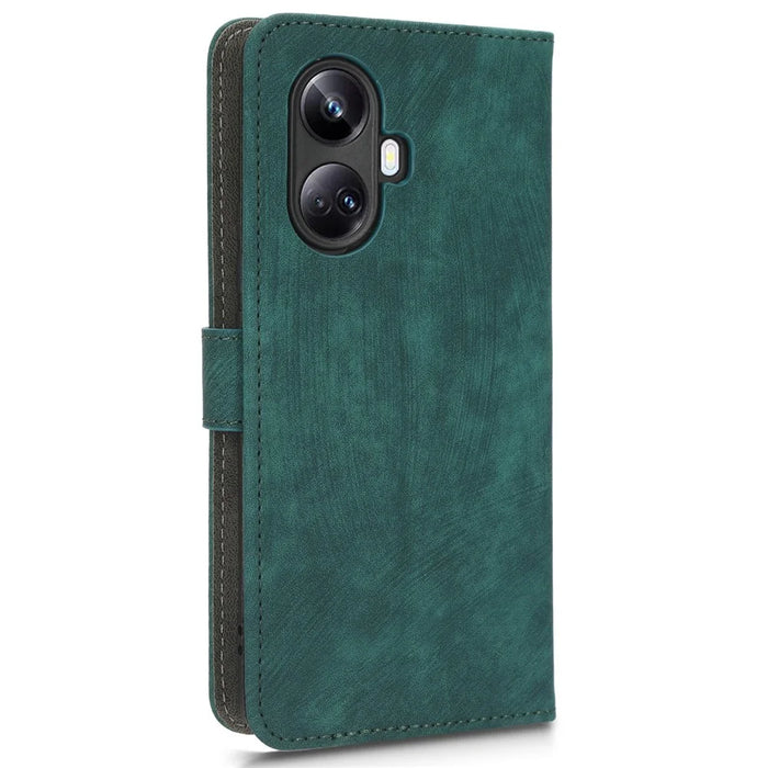For Realme 10 Pro+ 5G RFID Blocking Wallet Phone Case PU Leather Stand Flip Cover with Strap - Green - 5