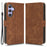 For Samsung Galaxy A54 5G RFID Blocking Wallet Case PU Leather Stand Magnetic Phone Cover with Strap - Brown - 1