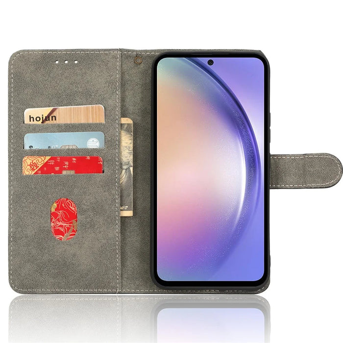 For Samsung Galaxy A54 5G RFID Blocking Wallet Case PU Leather Stand Magnetic Phone Cover with Strap - Brown - 2