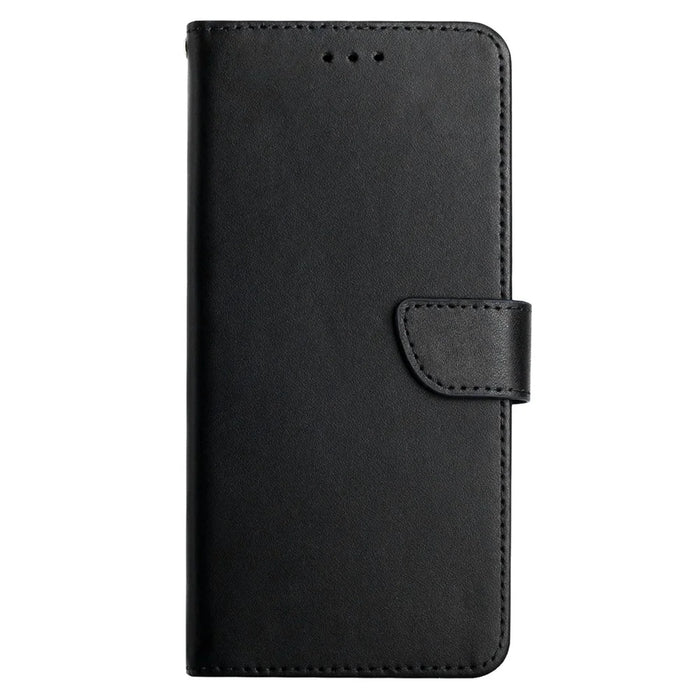 HT02 Genuine Leather Phone Case for Google Pixel 7a Stand Wallet Shockproof Protective Cover - Black - 7