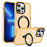 For iPhone 13 Pro 6.1 inch Magnetic Phone Case Compatible with MagSafe PC+TPU Ring Kickstand Cover - Orange - 1