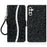 For Samsung Galaxy A34 5G Glitter Bling Splicing Phone Case Wallet PU Leather Stand Mobile Cover with Strap - Black - 1