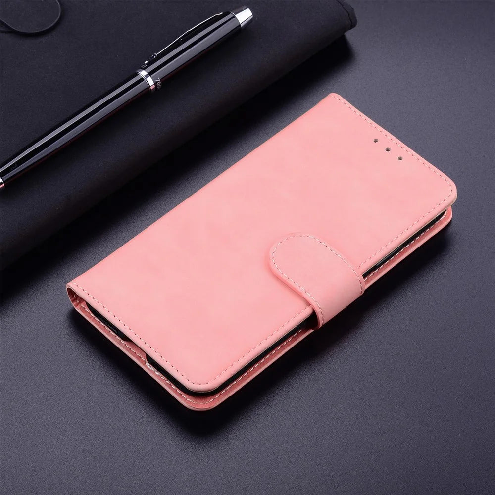 For Samsung Galaxy A24 4G (162.1 x 77.6 x 8.3mm) PU Leather Case with Stand Solid Color Wallet Phone Cover - Pink - 6