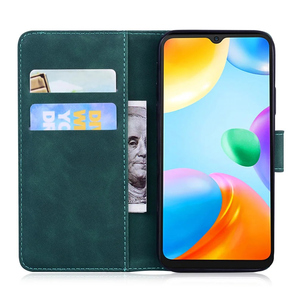 For Samsung Galaxy A24 4G (162.1 x 77.6 x 8.3mm) Drop-proof PU Leather Cover Butterfly Printing Wallet Phone Case - Green - 2
