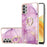 For Samsung Galaxy A33 5G Case with Ring Kickstand Marble Pattern Electroplating TPU Back Cover - Purple 001 - 1