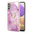 For Samsung Galaxy A33 5G Case with Ring Kickstand Marble Pattern Electroplating TPU Back Cover - Purple 001 - 2