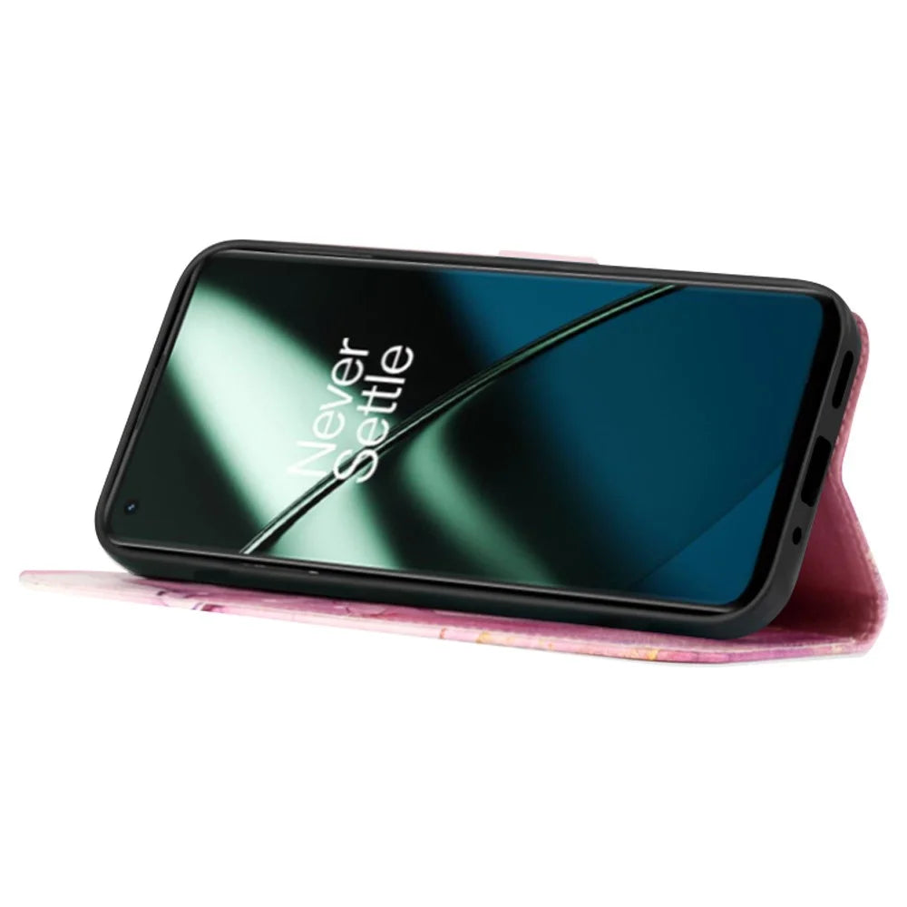 For OnePlus Nord CE 3 Lite 5G / Nord N30 5G Case with Strap Marble Pattern Leather Phone Cover Card Holder - Pink / Purple / Gold 001 - 2