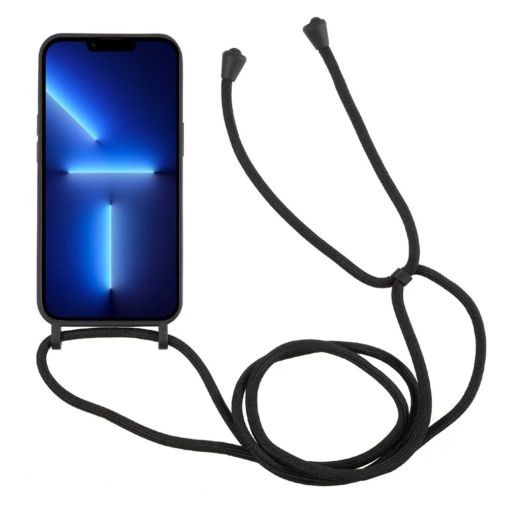 Protective Case for iPhone 13 Pro 6.1 inch Anti-Fall Liquid Silicone Phone Cover with Card Slot, Strap - Black - 2