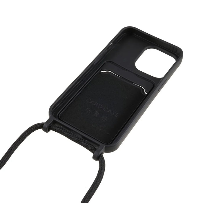 Liquid Silicone Case for iPhone 13 Pro Max 6.7 inch Anti-Drop Protective Phone Cover with Card Slot, Strap - Black - 4