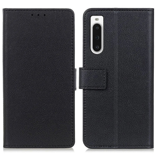 For Sony Xperia 10 V PU Leather Phone Case Stand Wallet Mobile Phone Cover - Black - 1