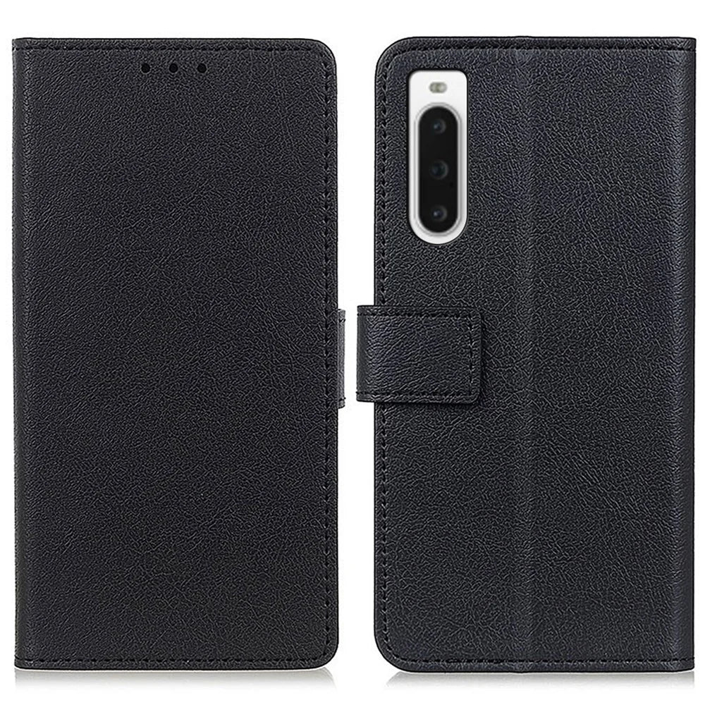 For Sony Xperia 10 V PU Leather Phone Case Stand Wallet Mobile Phone Cover - Black - 1