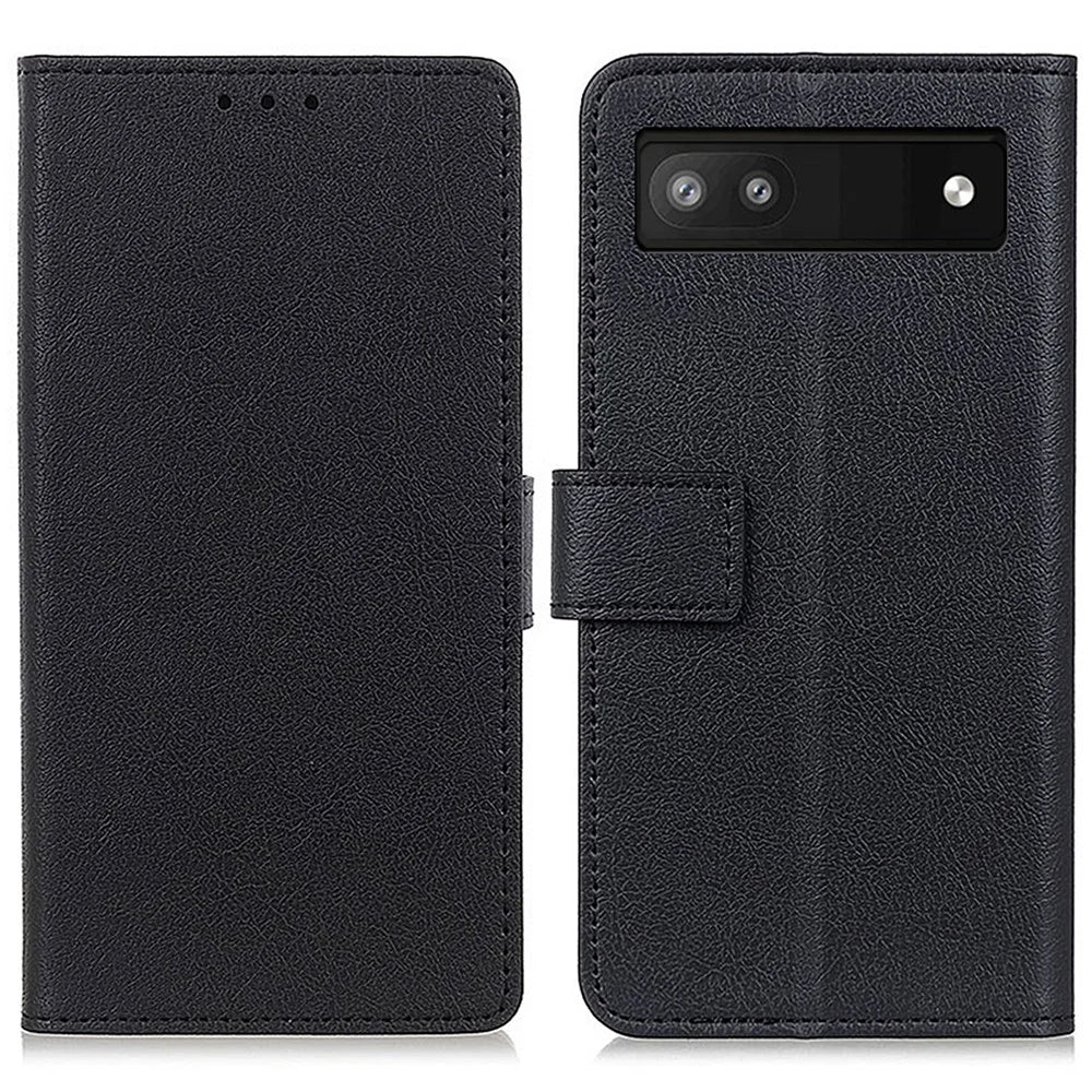 For Google Pixel 7a Anti-drop Leather Phone Case Wallet Stand Cell Phone Cover - Black - 1