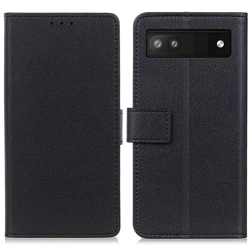 For Google Pixel 7a Anti-drop Leather Phone Case Wallet Stand Cell Phone Cover - Black - 1