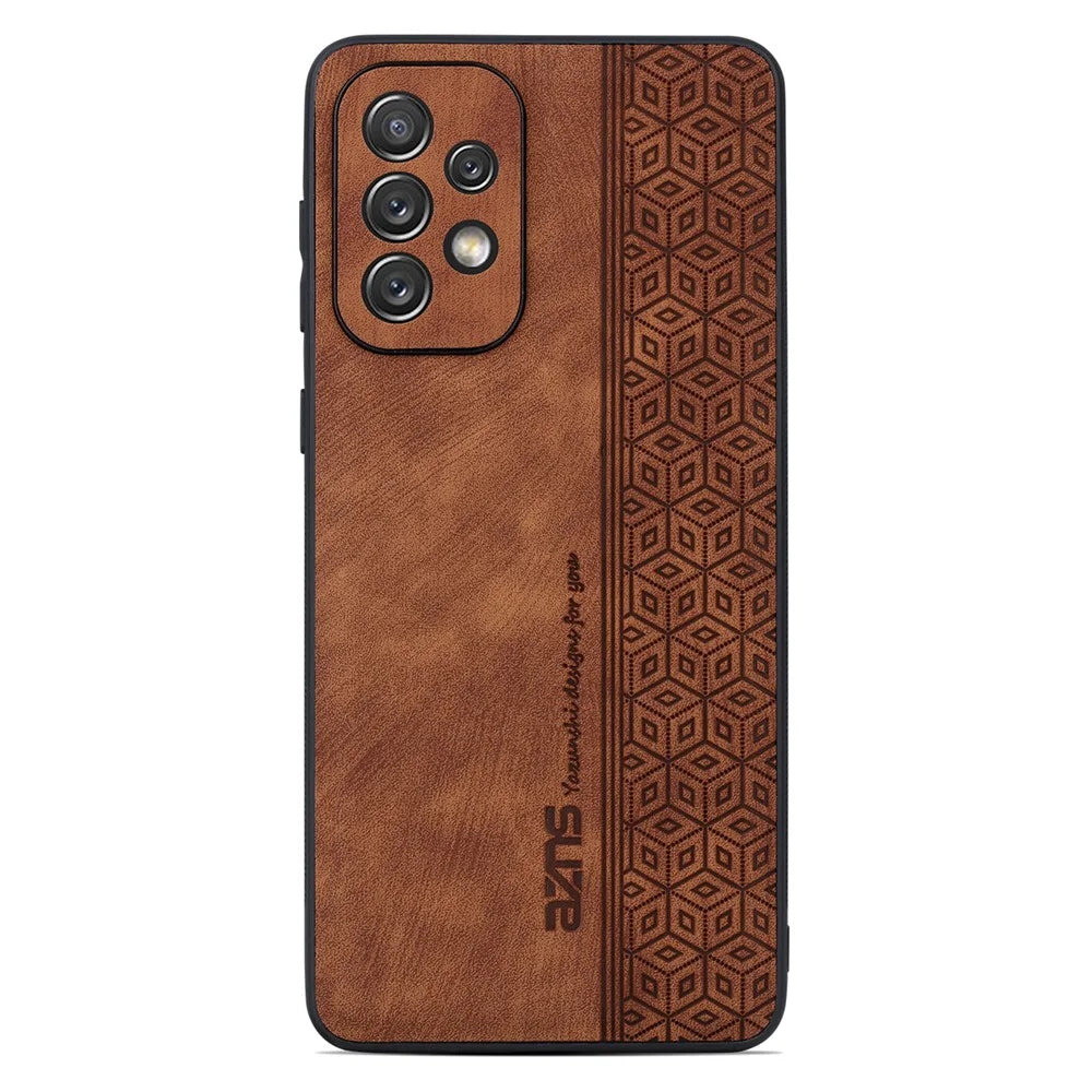 AZNS For Samsung Galaxy A52 4G / 5G / A52s 5G Phone Case Anti-scratch Imprinted Leather Coated TPU Back Cover - Brown - 3