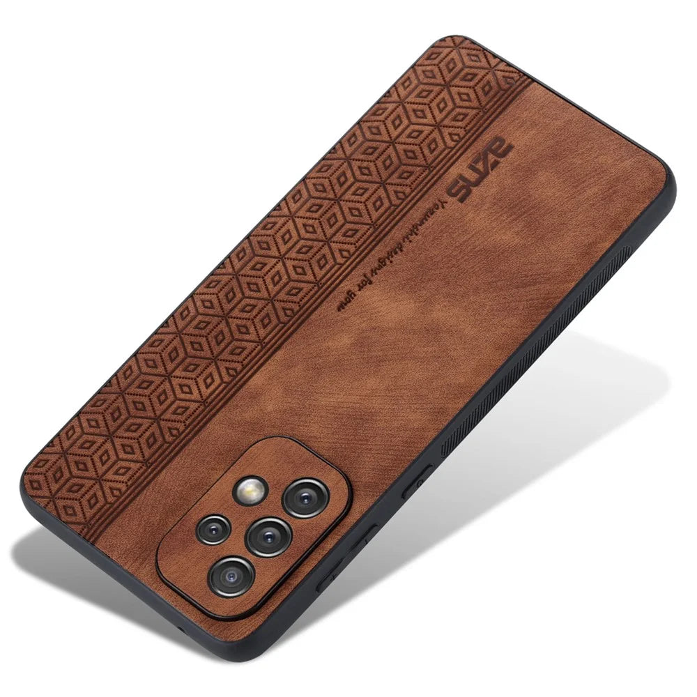 AZNS For Samsung Galaxy A52 4G / 5G / A52s 5G Phone Case Anti-scratch Imprinted Leather Coated TPU Back Cover - Brown - 4
