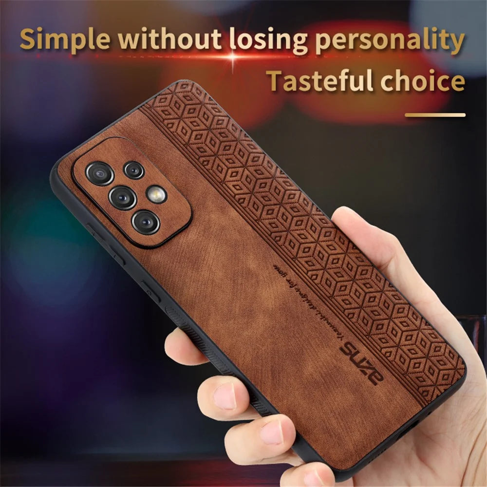AZNS For Samsung Galaxy A52 4G / 5G / A52s 5G Phone Case Anti-scratch Imprinted Leather Coated TPU Back Cover - Brown - 5