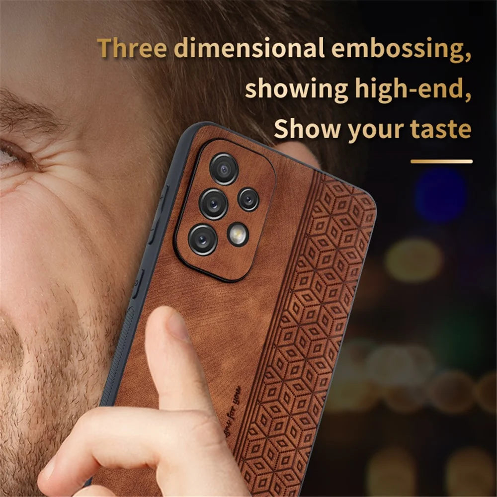 AZNS For Samsung Galaxy A52 4G / 5G / A52s 5G Phone Case Anti-scratch Imprinted Leather Coated TPU Back Cover - Brown - 6