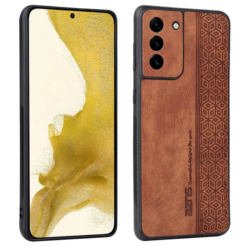 AZNS For Samsung Galaxy S21 5G / 4G Imprinted Leather Coated TPU Phone Case Protective Phone Cover - Brown - 1