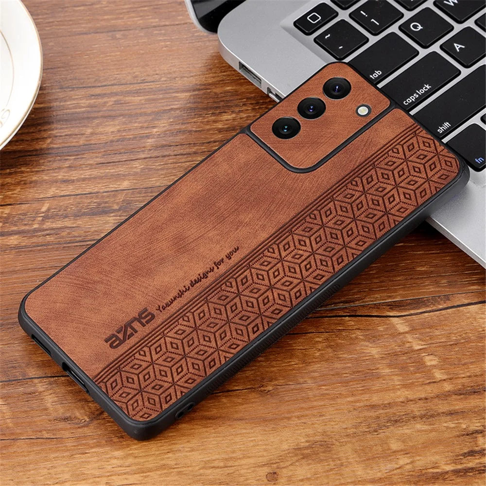 AZNS For Samsung Galaxy S21 5G / 4G Imprinted Leather Coated TPU Phone Case Protective Phone Cover - Brown - 2