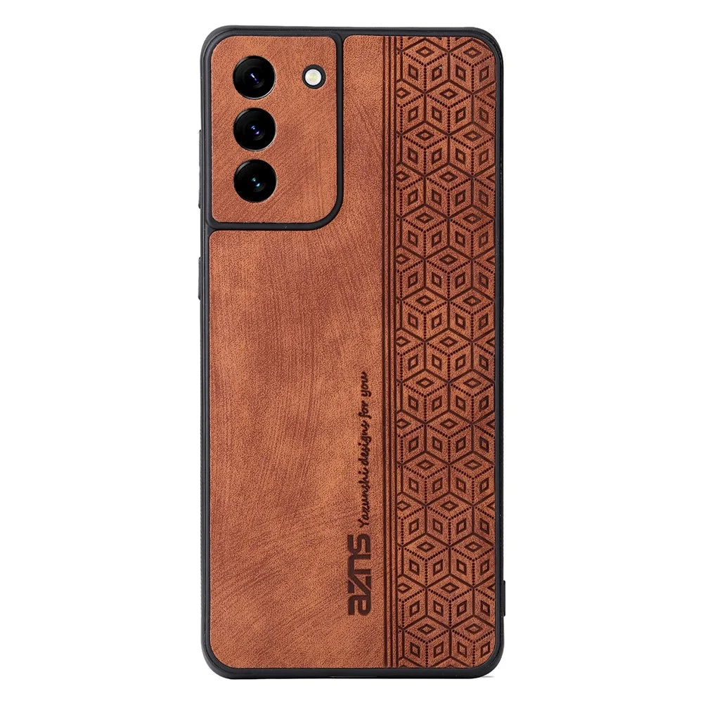 AZNS For Samsung Galaxy S21 5G / 4G Imprinted Leather Coated TPU Phone Case Protective Phone Cover - Brown - 3