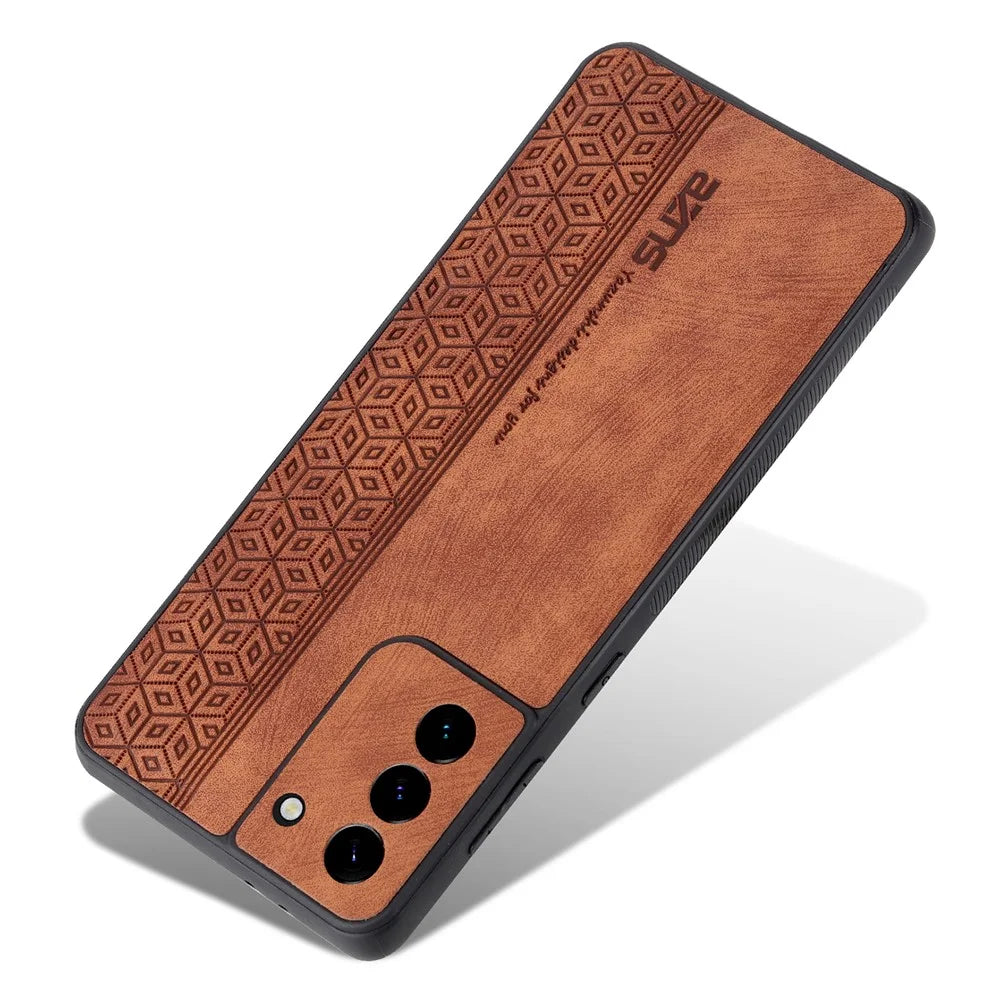 AZNS For Samsung Galaxy S21 5G / 4G Imprinted Leather Coated TPU Phone Case Protective Phone Cover - Brown - 4