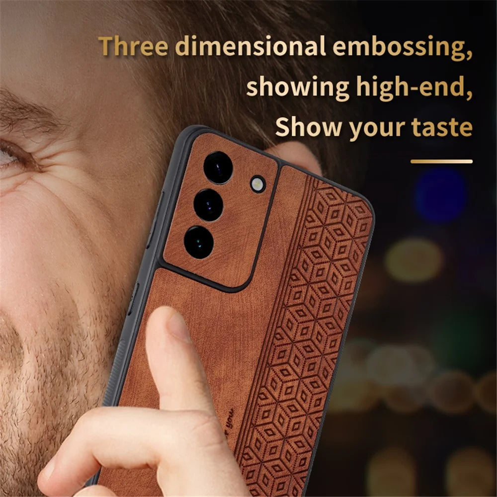 AZNS For Samsung Galaxy S21 5G / 4G Imprinted Leather Coated TPU Phone Case Protective Phone Cover - Brown - 6