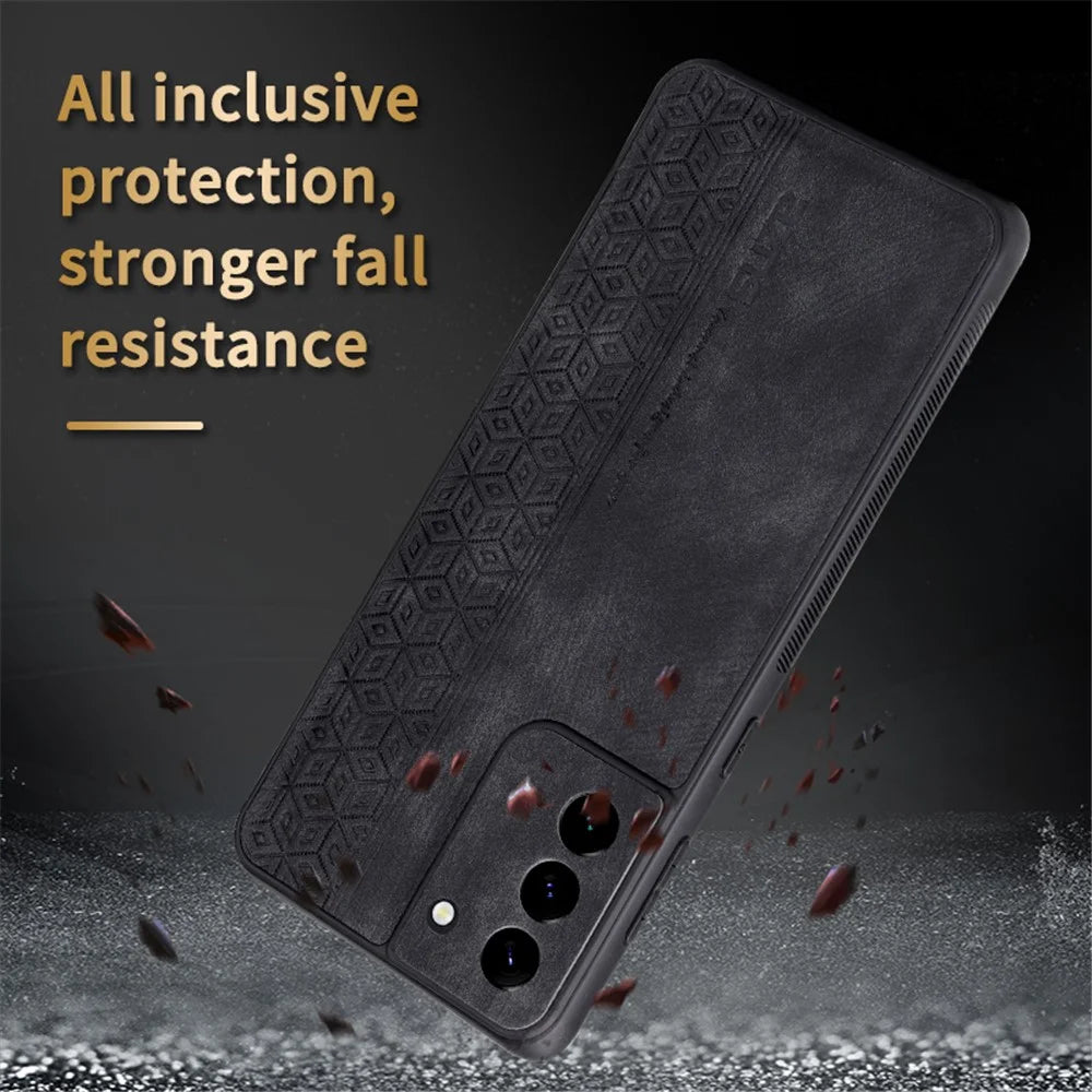 AZNS For Samsung Galaxy S21 5G / 4G Imprinted Leather Coated TPU Phone Case Protective Phone Cover - Brown - 7