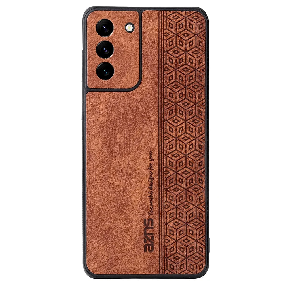 AZNS For Samsung Galaxy S21+ 5G Cell Phone Cover Imprinted Leather Coated TPU Anti-slip Phone Case - Brown - 3