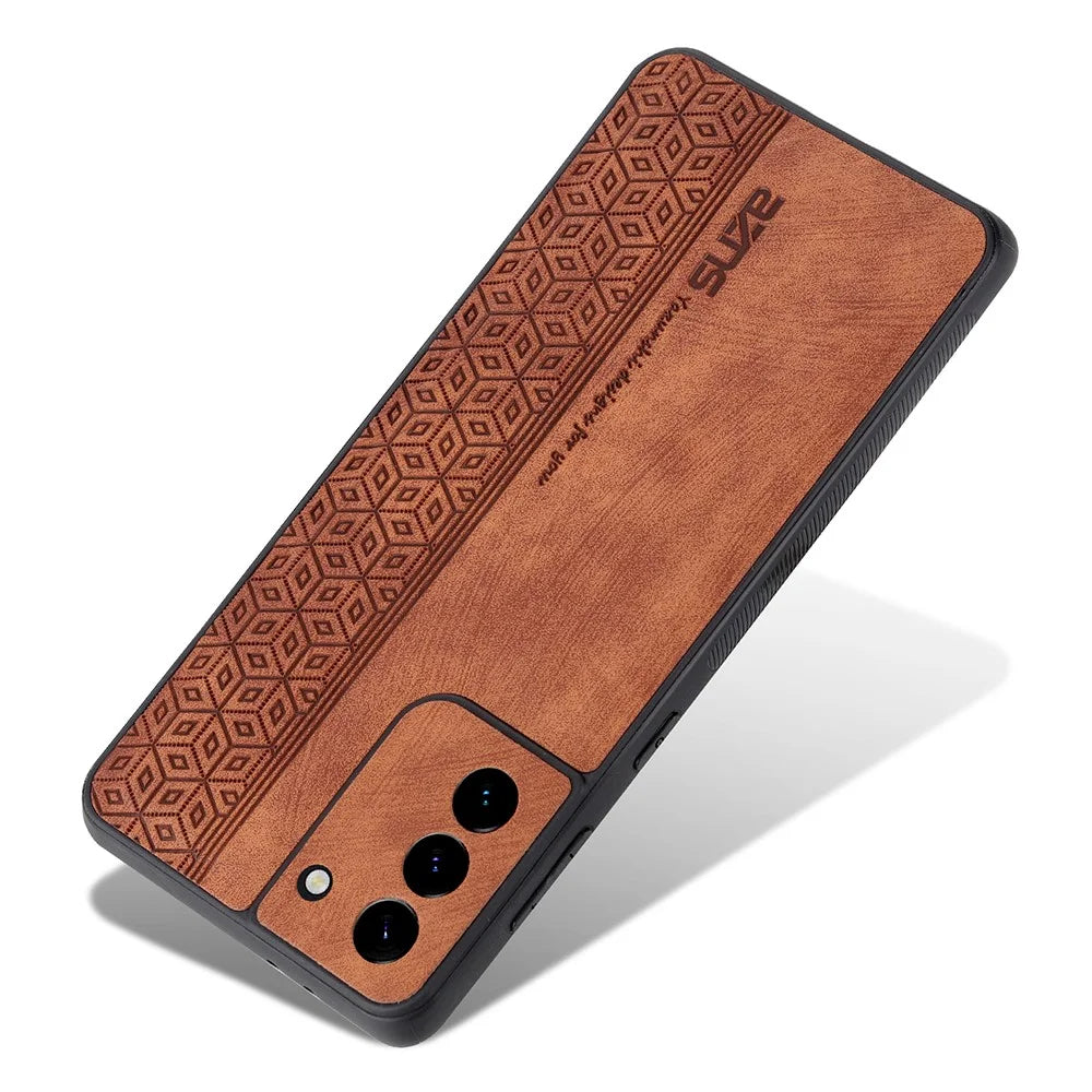 AZNS For Samsung Galaxy S21+ 5G Cell Phone Cover Imprinted Leather Coated TPU Anti-slip Phone Case - Brown - 4