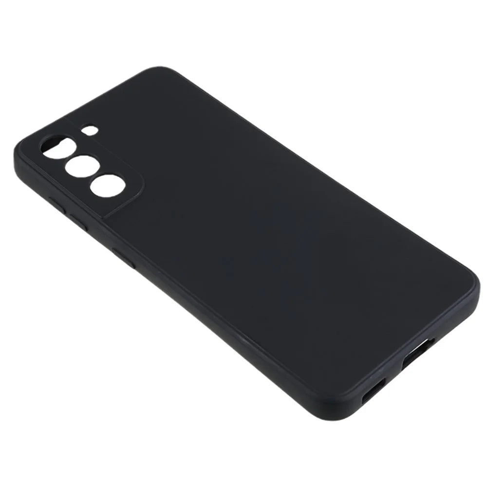 For Samsung Galaxy S21 4G / 5G Back Shell TPU Case Fiber Lining Rubberized Cell Phone Cover - Black - 4