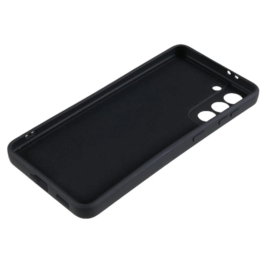 For Samsung Galaxy S21 4G / 5G Back Shell TPU Case Fiber Lining Rubberized Cell Phone Cover - Black - 6